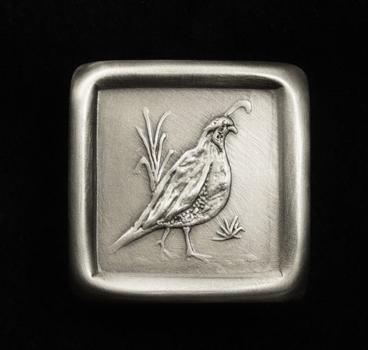 Quail Knob, Nickel/Silver, 1.5" x 1.5", Facing Right