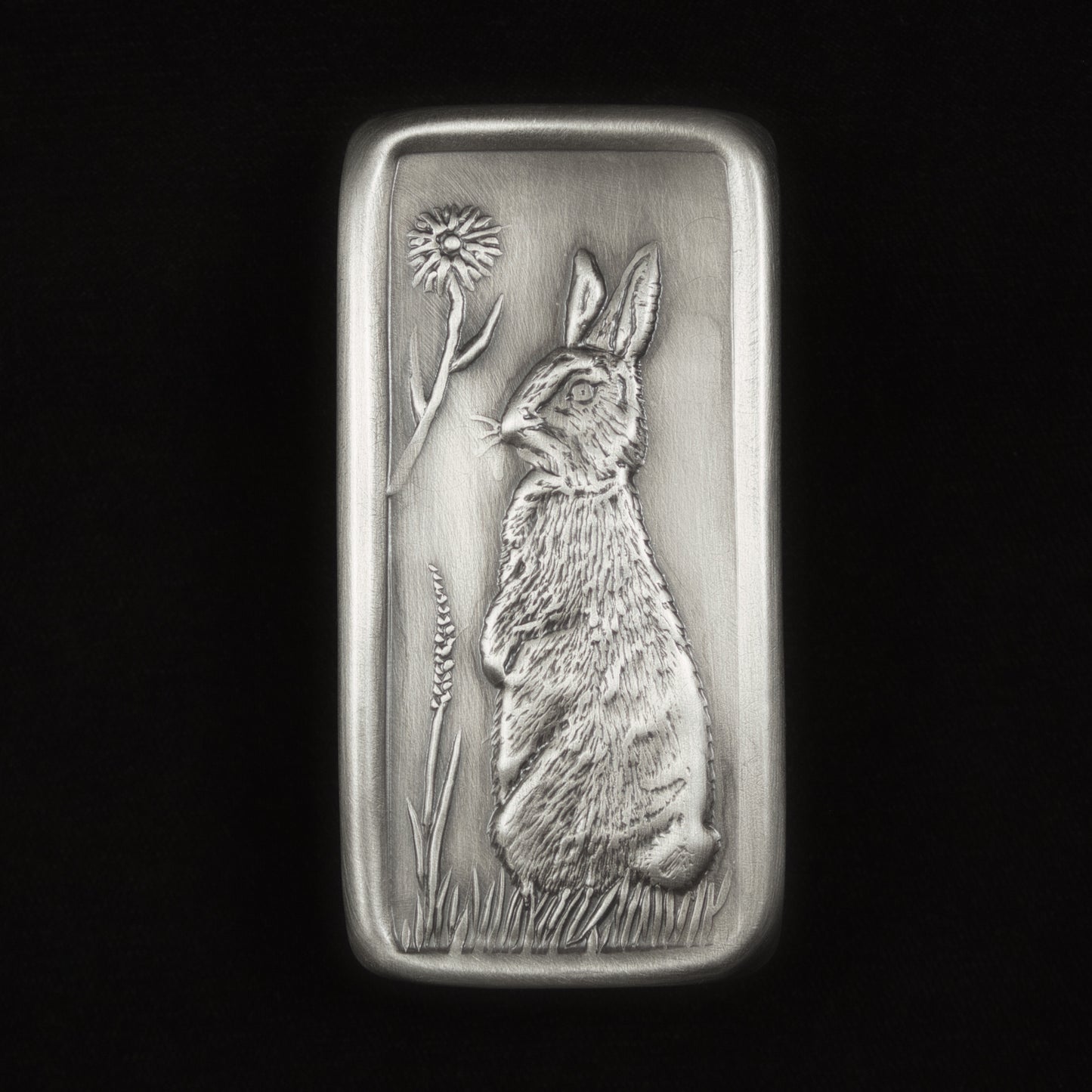 Rabbit Cabinet Pull, Nickel/Silver, Facing Left, 1.5" x 3"