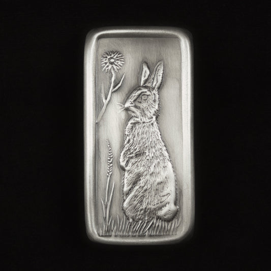 Rabbit Cabinet Pull, Nickel/Silver, Facing Left, 1.5" x 3"