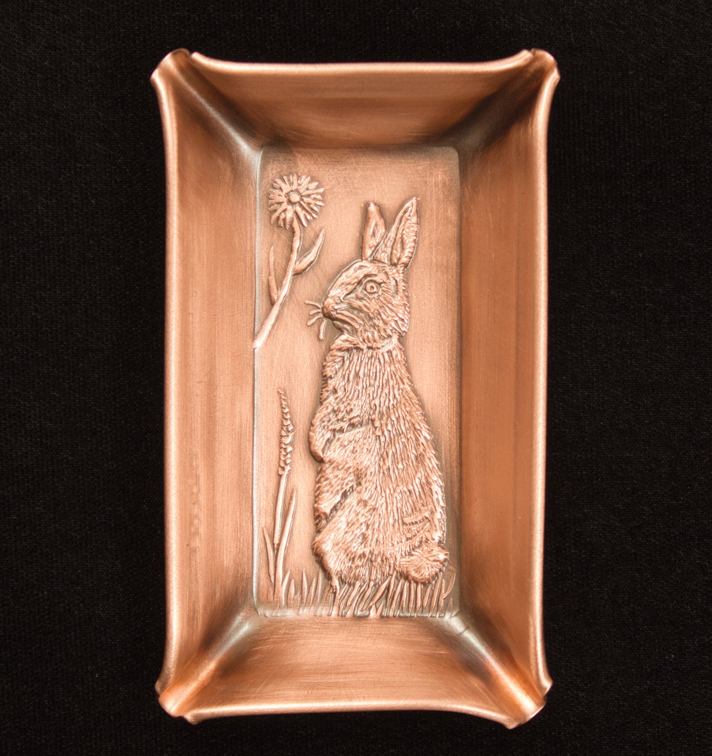 Rabbit Handmade Mini Ring Tray, Facing Left, 2" x 3.5", RAMRL23
