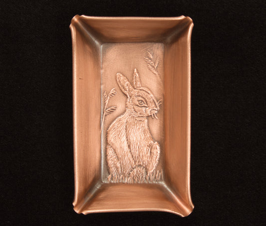 Rabbit Handmade Mini Ring Tray, Facing Right, 2" x 3.5", RAMRR23