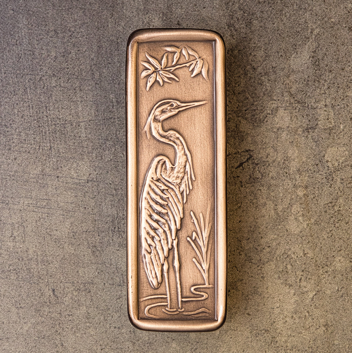 Tall Heron Cabinet Pull, Bronze, 1.5" x 4.5".