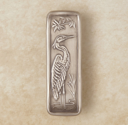 Tall Heron Cabinet Pull, Nickel/Silver, 1.5" x 4.5".