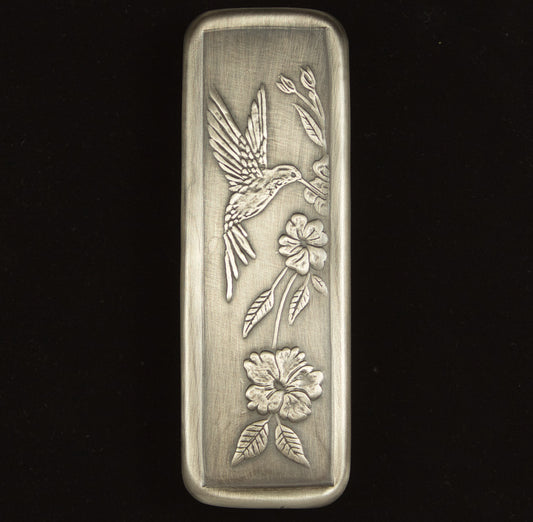 Tall Cabinet Pull, Hummingbird Facing Right, Nickel/Silver, 1.5" x 4.5".