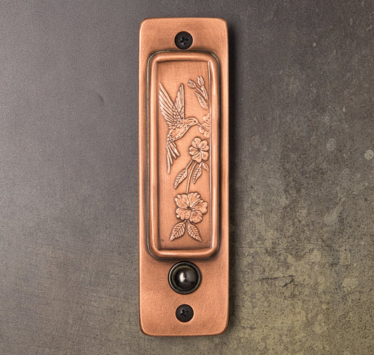 Tall Hummingbird Doorbell, 2" x 7", Copper