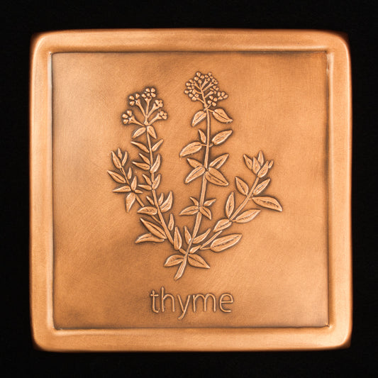 Thyme Tile, Herb, Copper, Handmade, 6" x 6" x 1/4"
