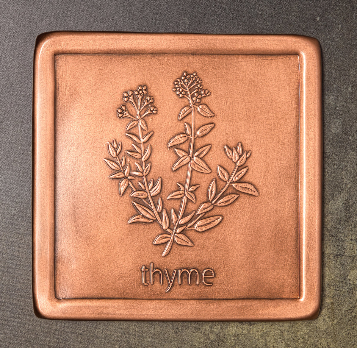 Thyme Tile, Herb, Copper, Handmade, 6" x 6" x 1/4"