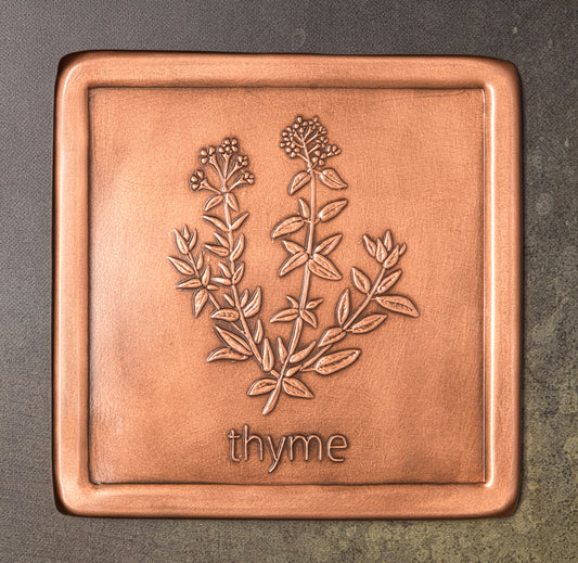 Thyme Tile, Herb, Copper, Handmade, 6" x 6" x 1/4"
