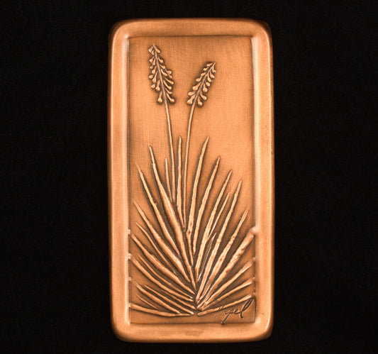 Yucca Plant Tile, Copper, Handmade Tile, 3"x 6" x 1/4", YUT36