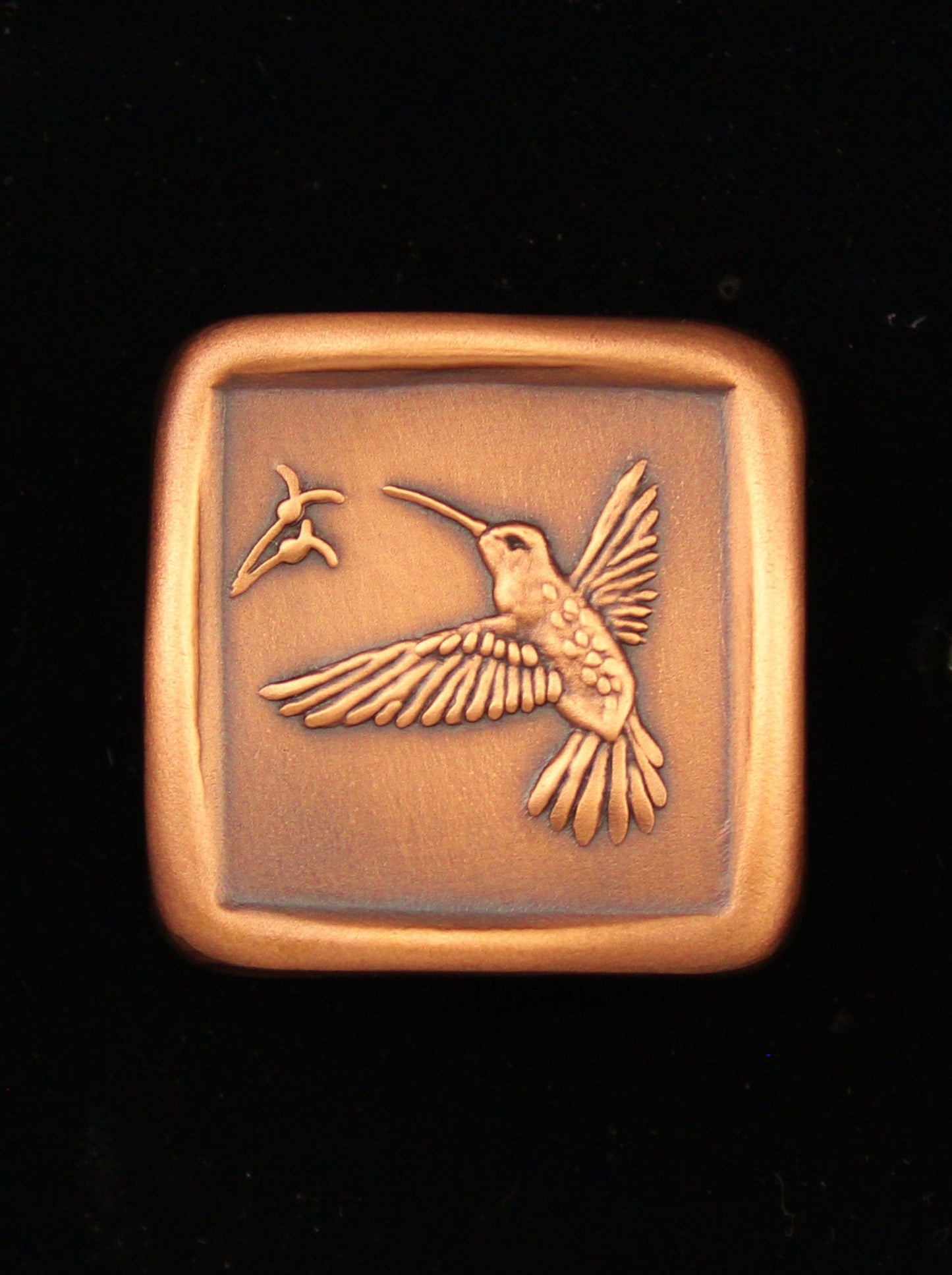 Hummingbird Knob Copper, Facing Left, 1.5" x 1.5"