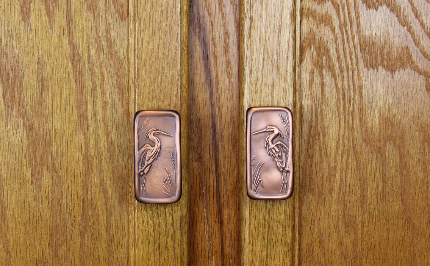 Barn Owl Cabinet Pull, Copper, Facing Left, 1.5" x 3"