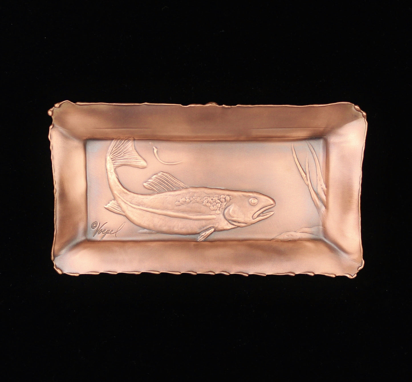 Trout Art Tile/Tray, Copper, Facing Right, 4" x 7"
