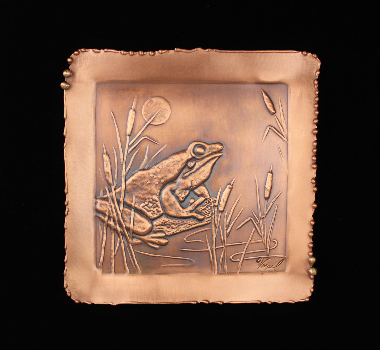 Frog Copper Art Tile/Tray, 7" x 7"