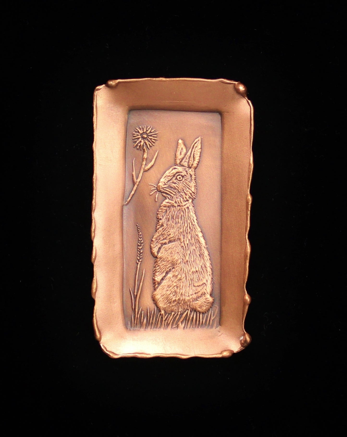 Rabbit Copper Mini Tray, Facing Left, 2" x 3.5"