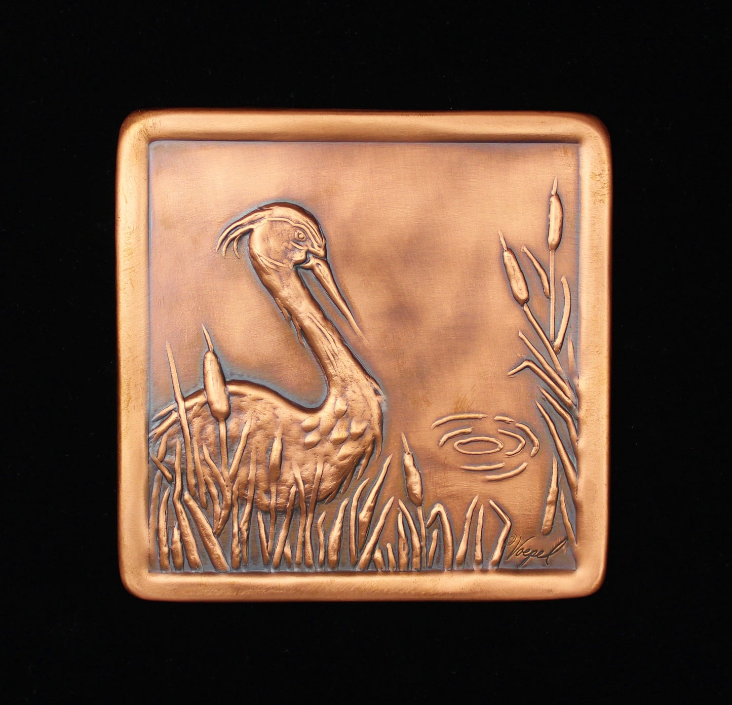 Heron Copper Tile, 6" x 6" x 1/4"