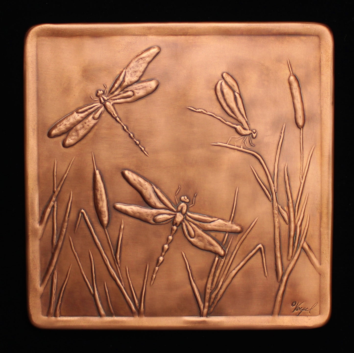 Dragonfly Copper Tile, 9" x 9" x 1/4"