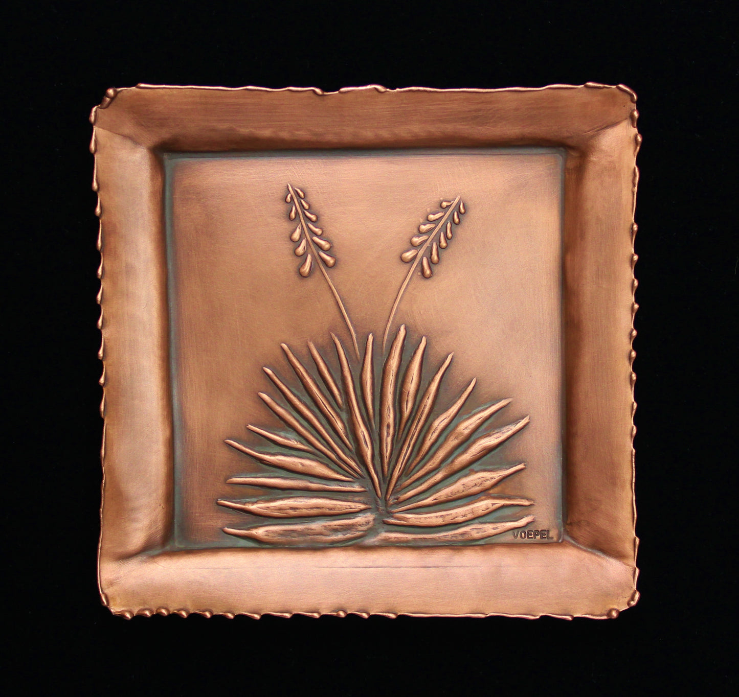 Yucca Copper Art Tile/Tray, 7" x 7"