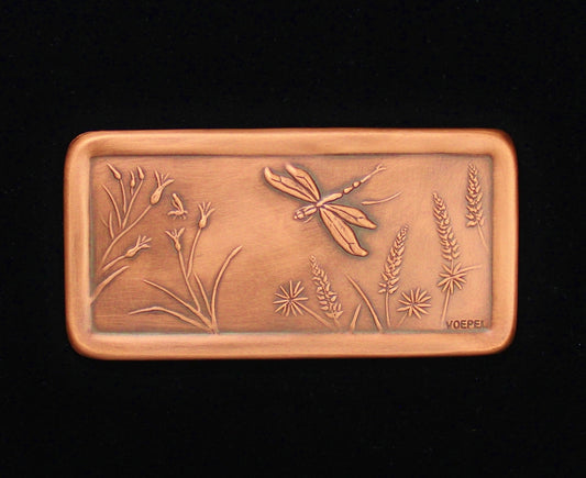 Dragonfly and Wildflowers Copper Tile, 3" x 6" x 1/4", DWT36