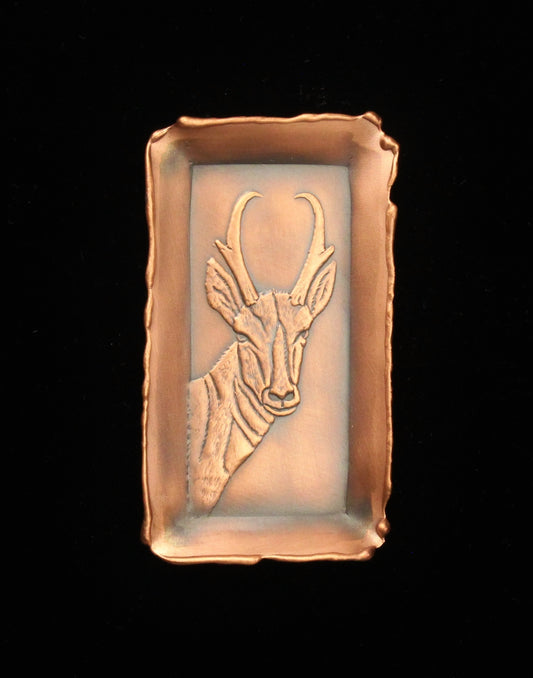 Pronghorn Antelope Copper Mini Tray, 2" x 3.5"