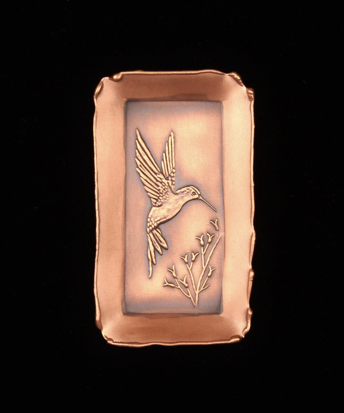 Copper Hummingbird Mini Tray, Facing Right, 2" x 3.5"