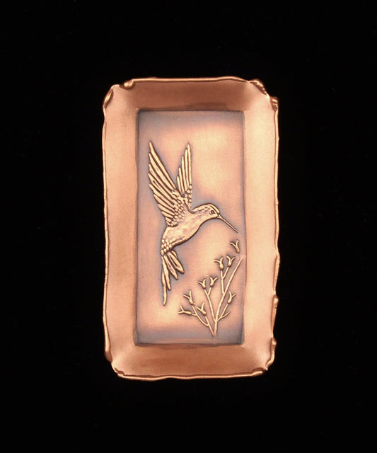 Copper Hummingbird Mini Tray, Facing Right, 2" x 3.5"