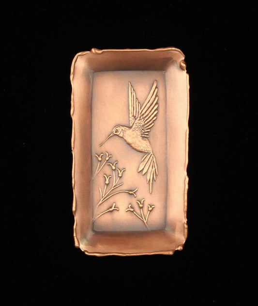 Copper Hummingbird Mini Tray, Facing Left, 2" x 3.5"