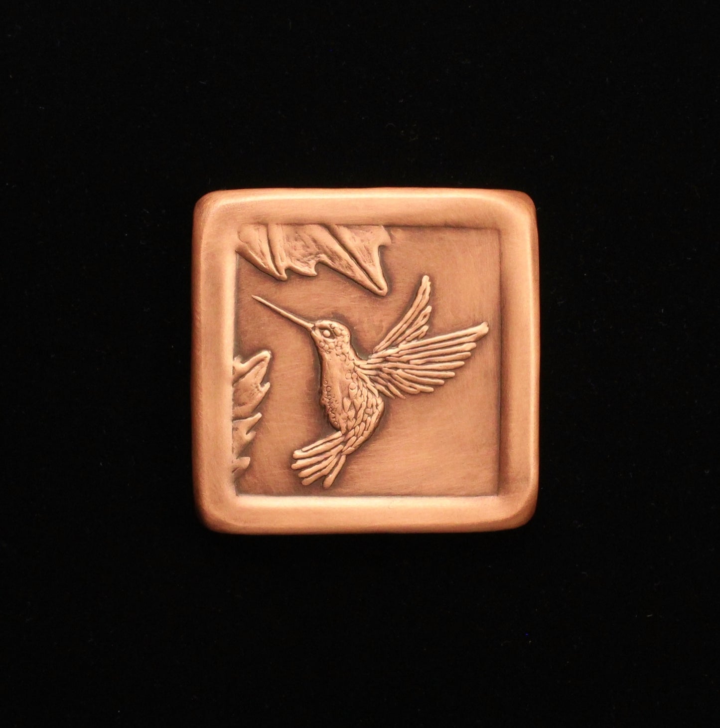 Copper Hummingbird Tile, Facing Left, 3"x 3" x 1/4"