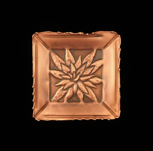 Agave Flower Copper Art Tile/Tray, 4" x 4",
